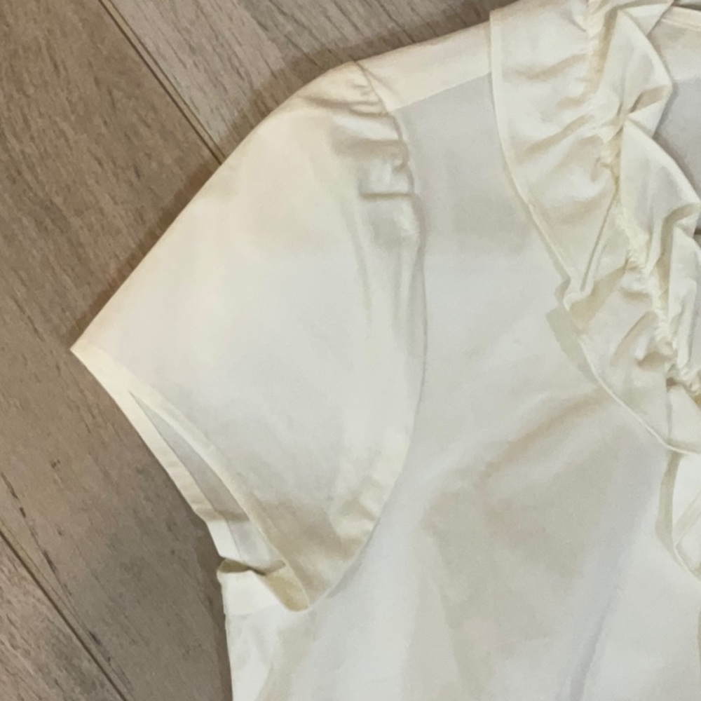LOFT Ivory Ruffle Front Blouse - Picture 4 of 5